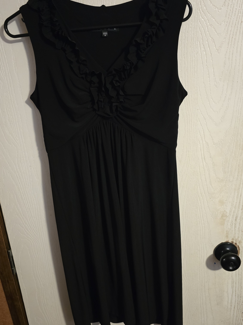 Tiana B. Black Ruffle V-Neck Midi Dress